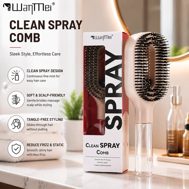 2In1 Sprayer Comb Detangling Scalp Massage Hairbrush with Spray Bottle Essential Oil Water Mist Spray Brush Anti-Static Autumn