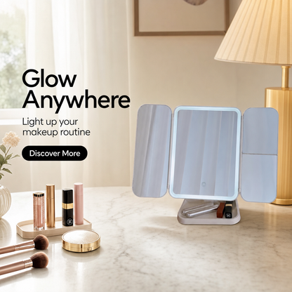 Tri-View LED Makeup Mirror