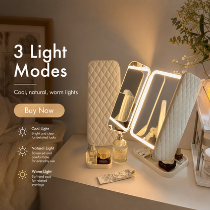 Tri-View LED Makeup Mirror